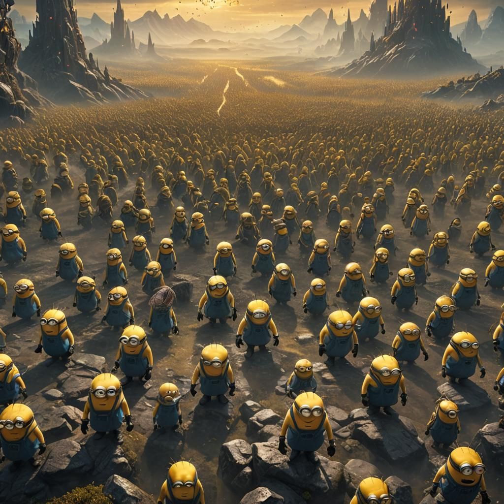 Epic Minion Army in Mystical Landscape, Digital Art