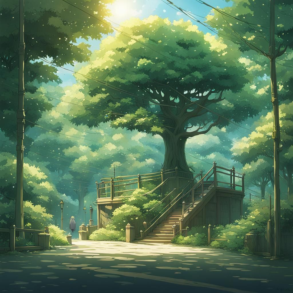 Glass Tree in Studio Ghibli Anime Style