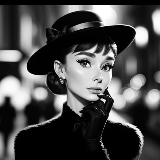 Audrey Hepburn in Film Noir Style