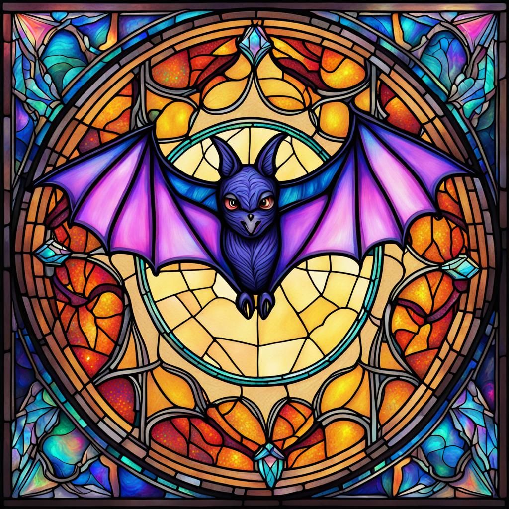 Stained Glass Bat in Astral Illustration Style