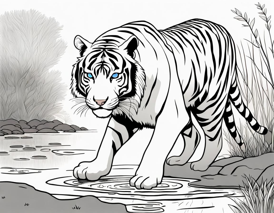 White Tiger of Line Art Land