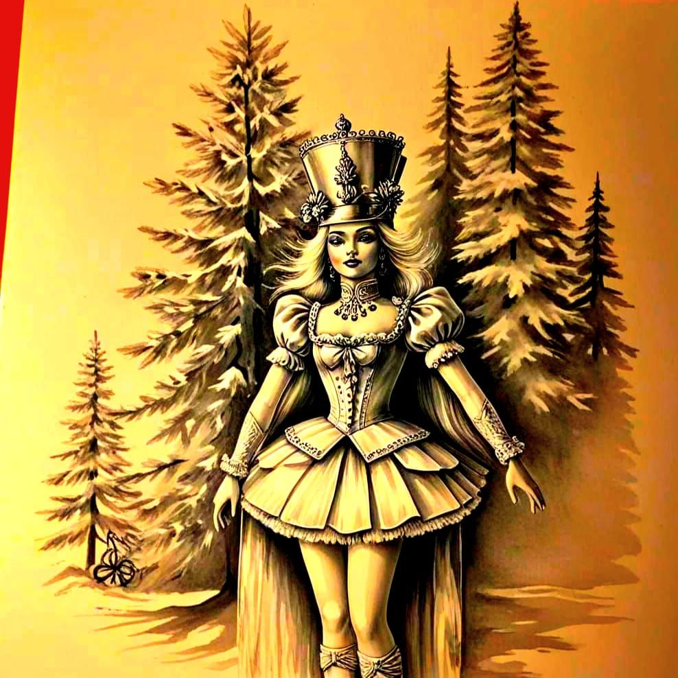 Whimsical Nutcracker Scene in Vibrant Watercolor