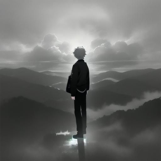 Moody Anime Portrait of Boy with White Hair