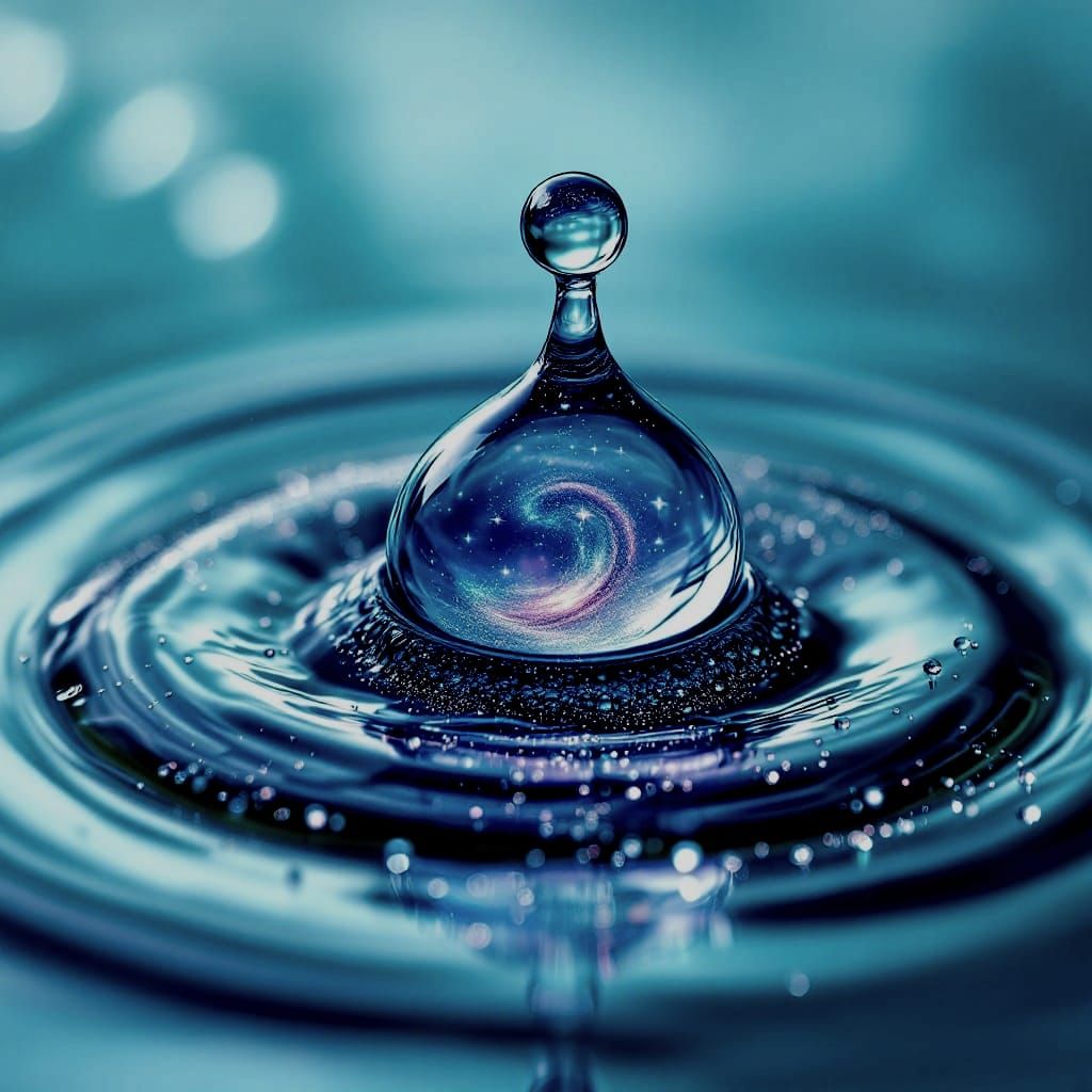 Galaxy Inside Water Droplet: Hyperrealistic Surrealism