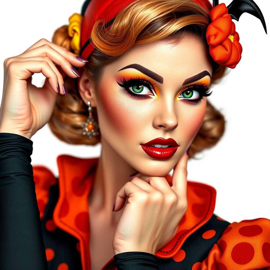 Sultry Pin-Up Girl in 1950s-Inspired Halloween Costume