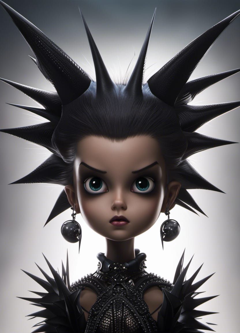 Sinister Creature and Cute Girl, Digital Art