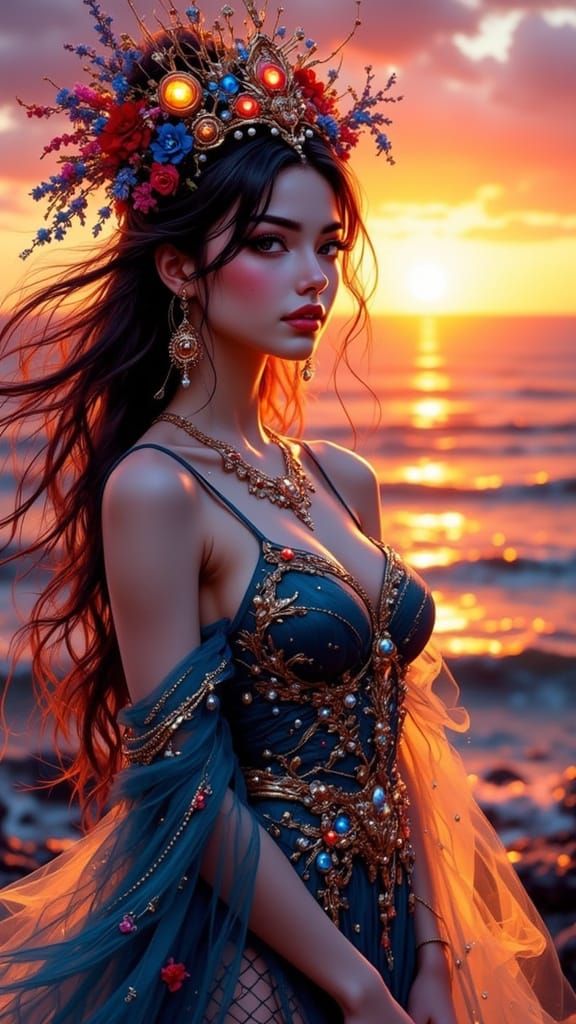 Goddess at Tanah Lot Temple Sunset