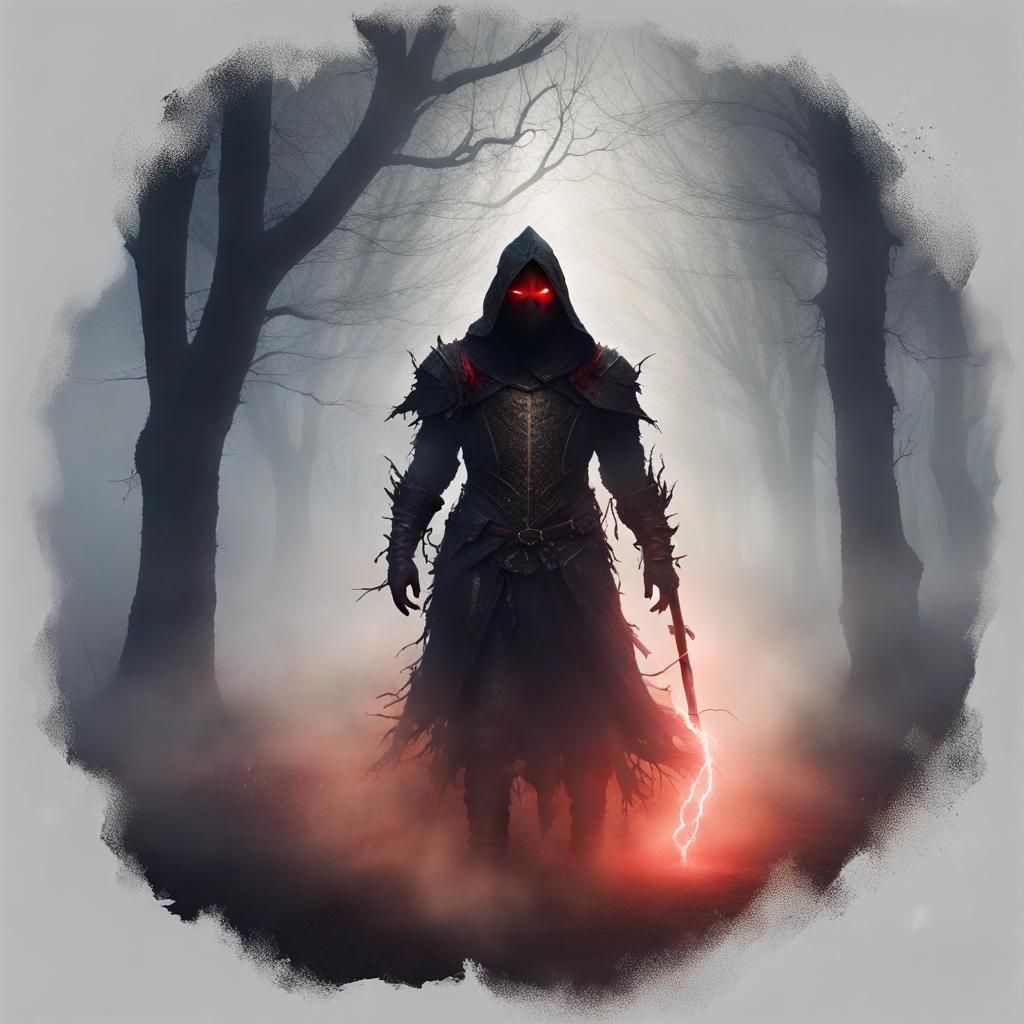 Mysterious Figure in Mist, Dark Fantasy Concept Art