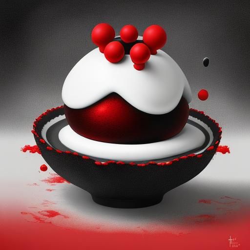 Surreal Christmas Pudding in Pop Surrealism Style