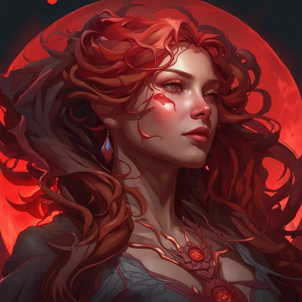 Hyperdetailed Blood Moon Portrait in Volumetric Lighting