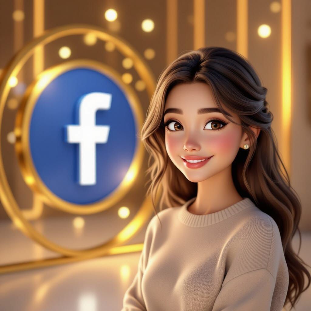 Elegant Woman in Virtual Facebook World