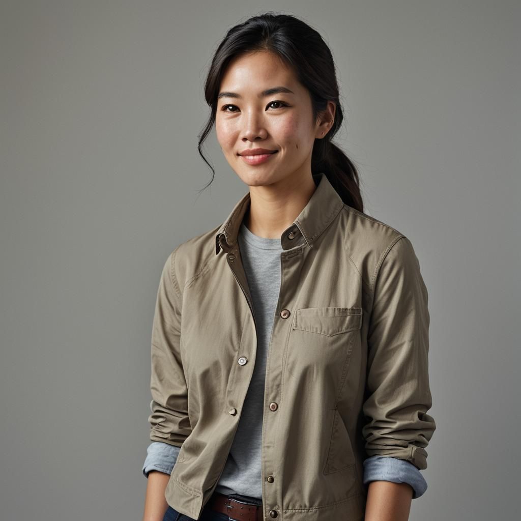 Smiling East Asian Woman Portrait in Professional Style