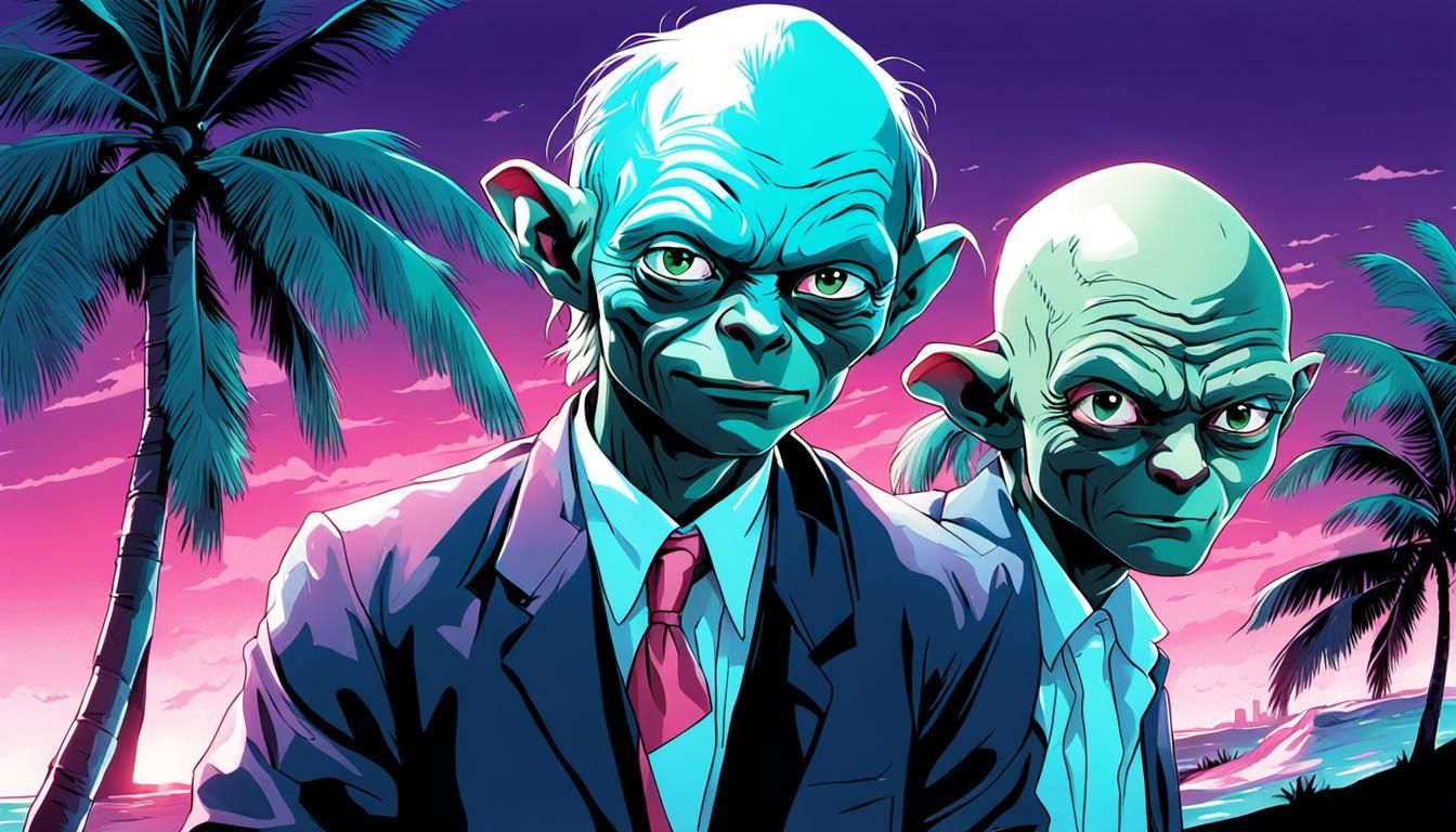 Gollum in Anime-Style Miami Vice