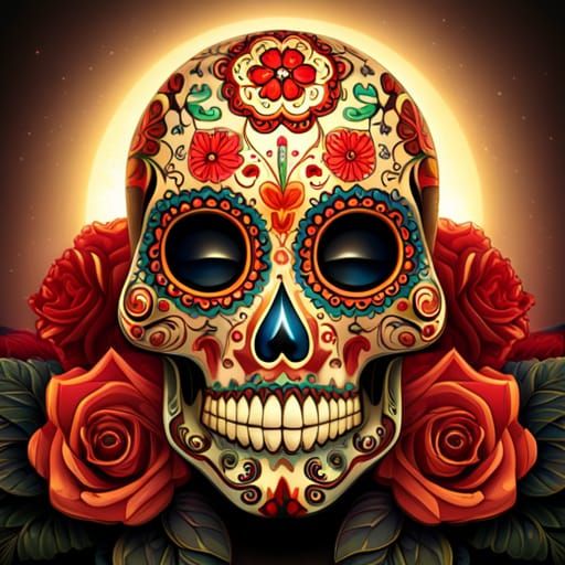 Day of the Dead Sugar Skulls Digital Art