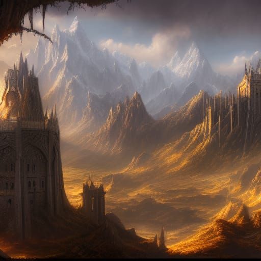 Fantastical Detailed Matte Painting of Gondor