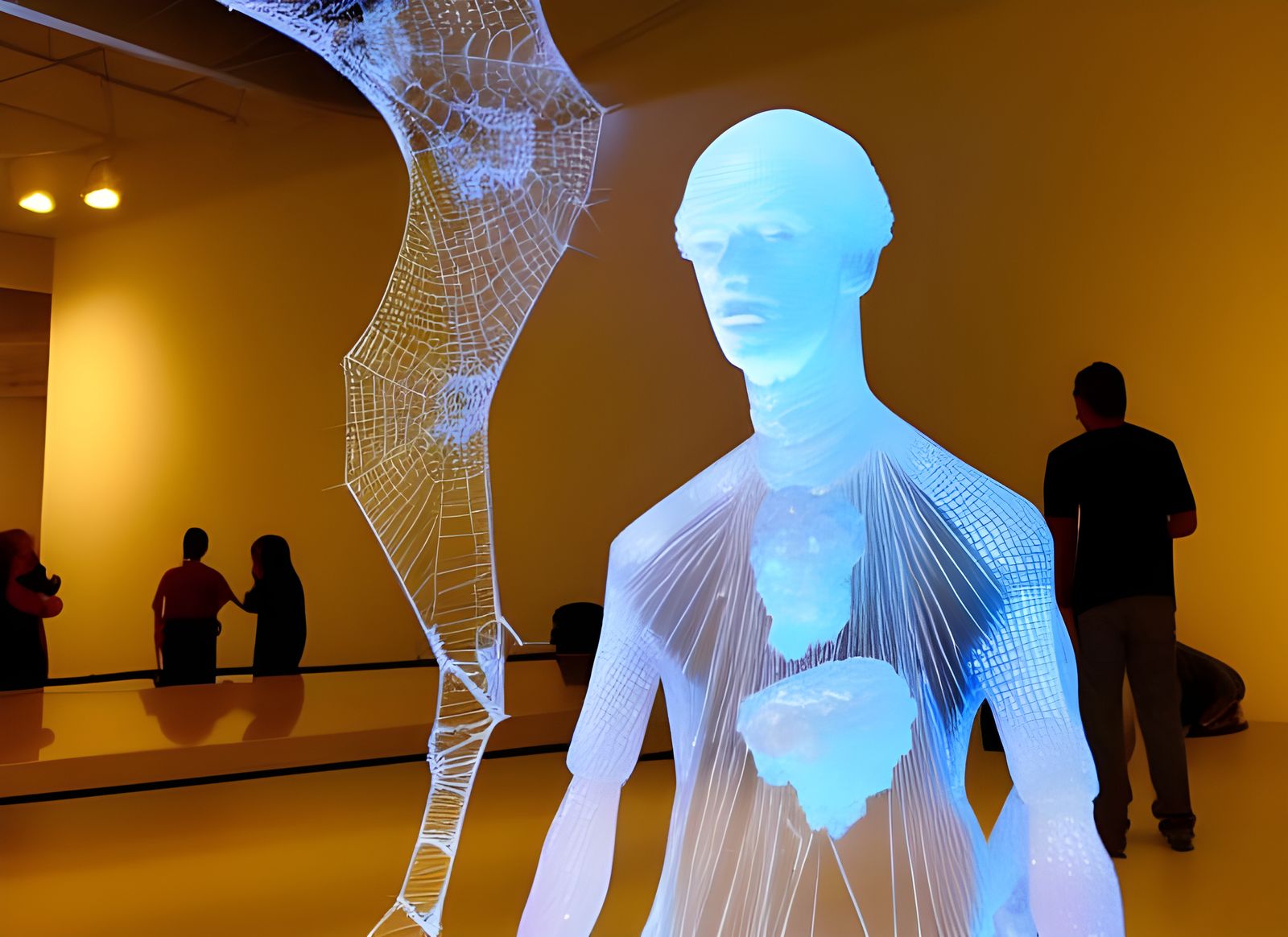 Human Sized Crystal Sculpture with Silver Details