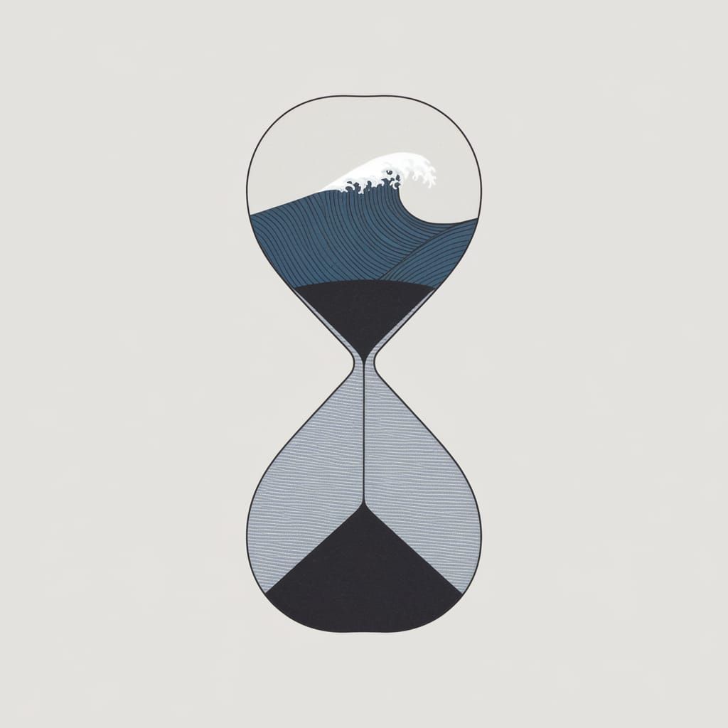 Dadaist Hourglass Collage in Minimalist Style