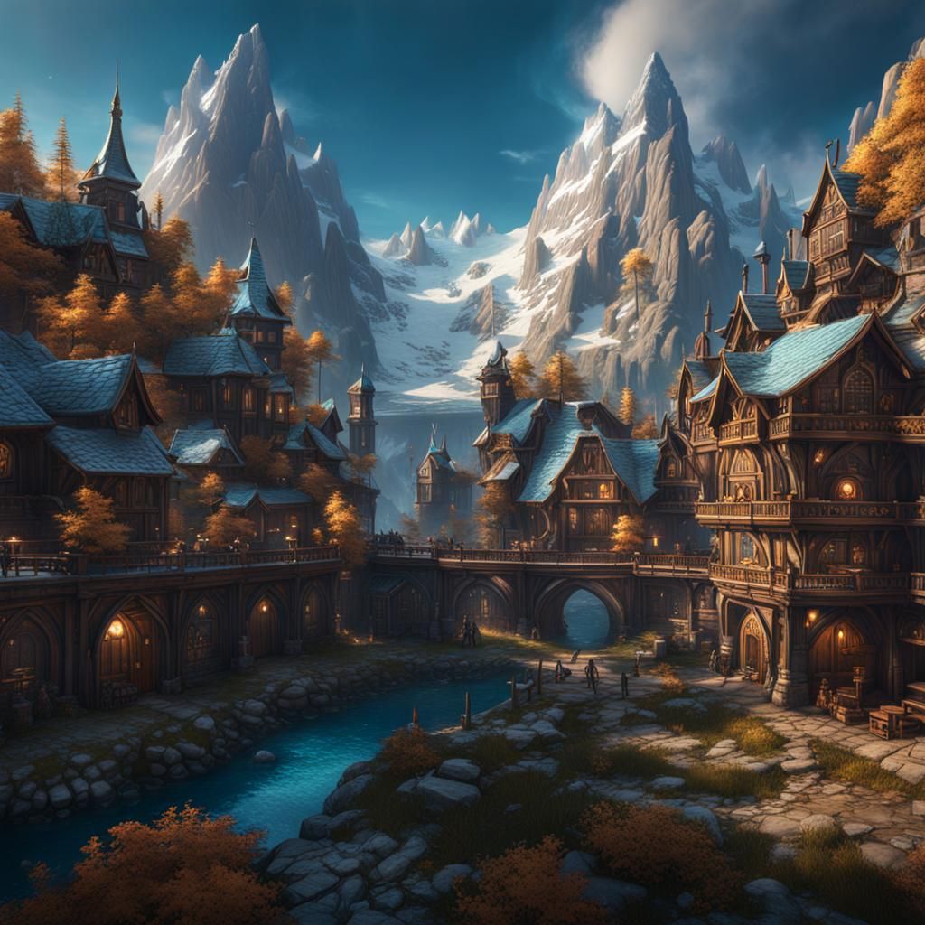 City Behind Arctic Ice Wall: Detailed Matte Painting