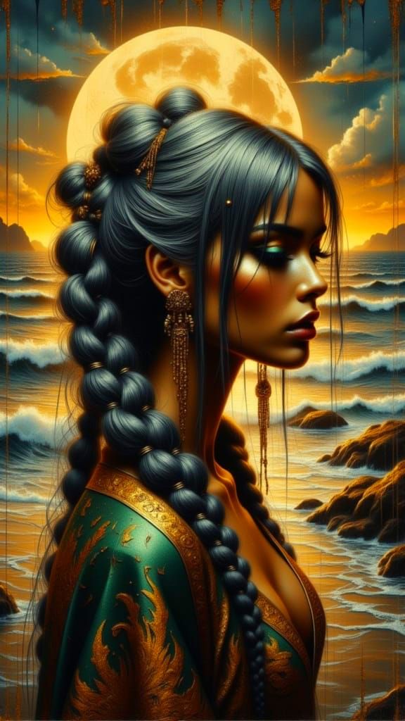 Gothic Goddess of Divine Aura in Moonlit Silhouette