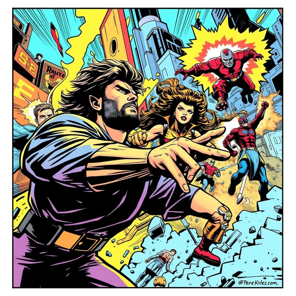 Epic Comic Book Scene in Dynamic Comic Style
