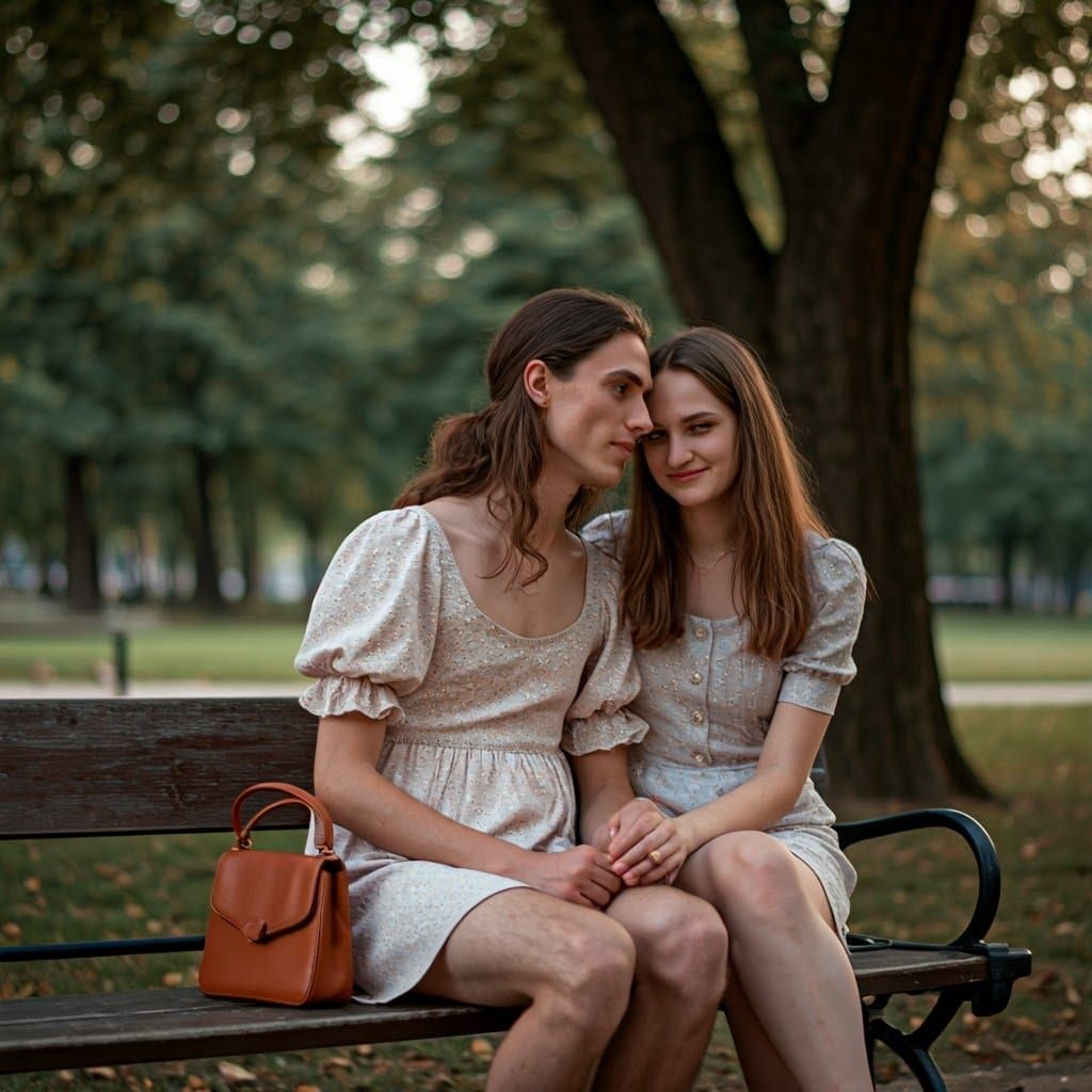 Couple's Intimate Moment in Golden Hour Park