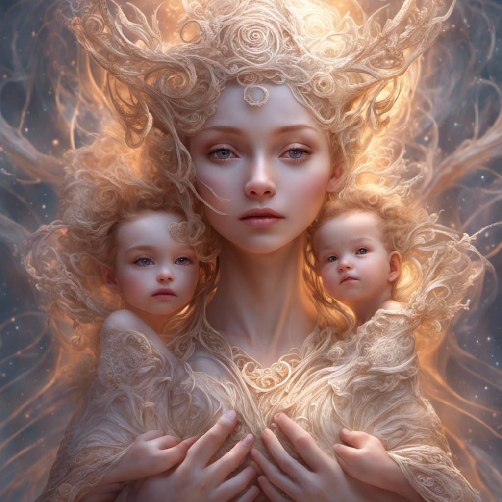 Luminous Lava Goddess Mother with Child