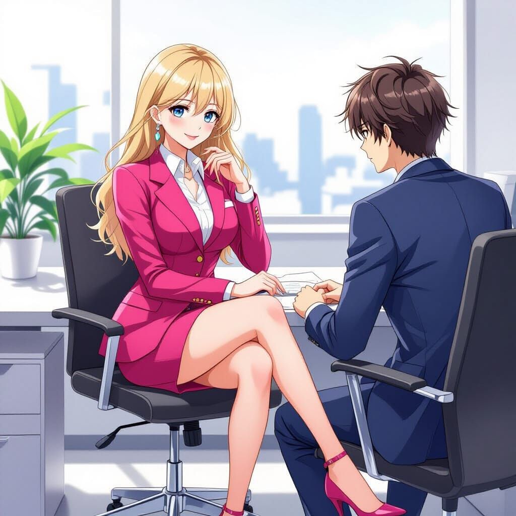 Anime CEO Illustration in Vibrant Style