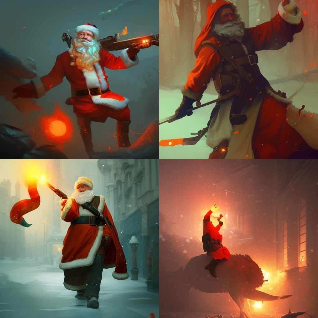 Santa Claus Concept Art in Orange and Teal