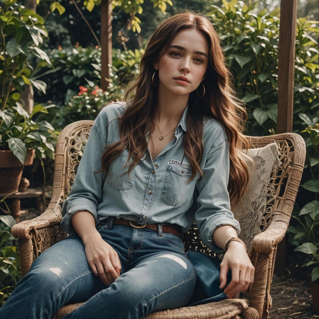 Woman in Garden: Cinematic Film Still