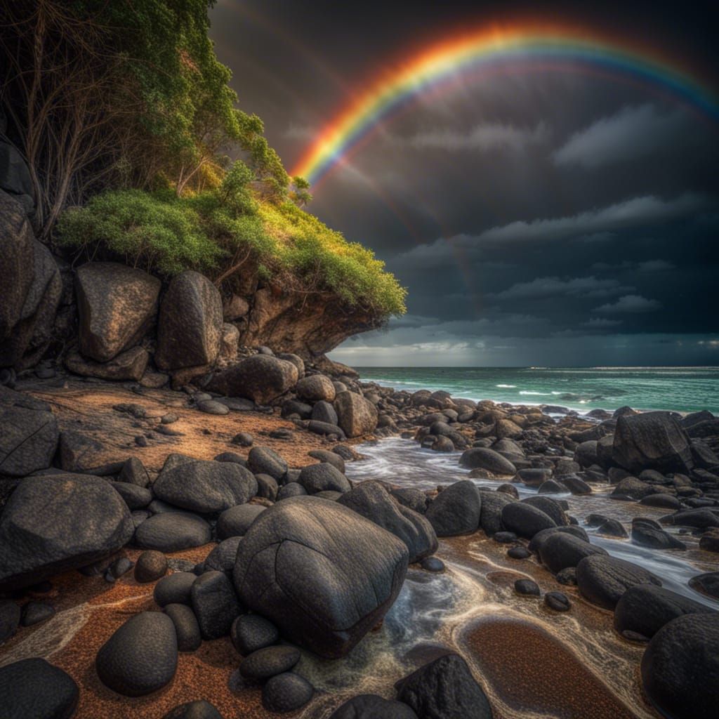 Kenyan Coast with Rainbow and Prisms