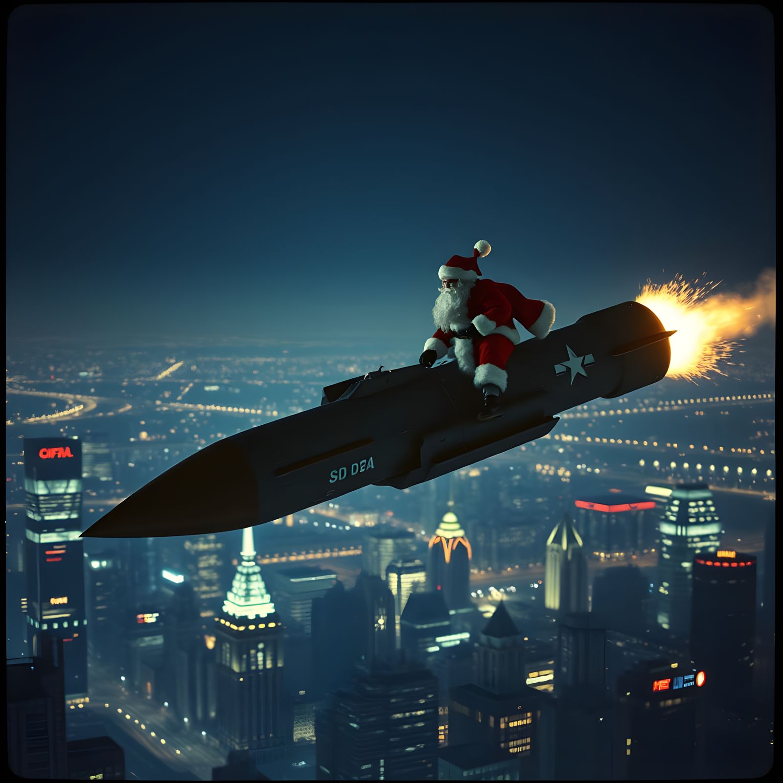 Santa on a Fiery Cinematic Odyssey