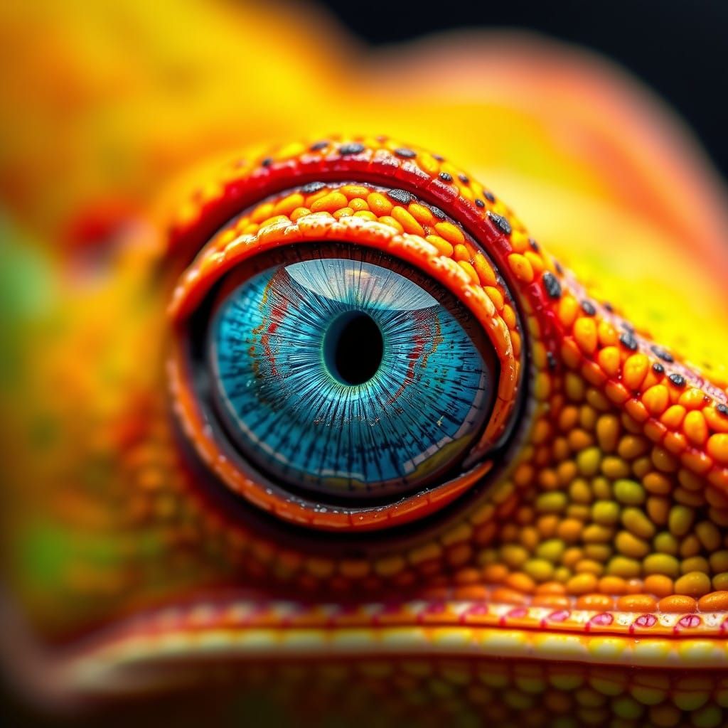 Chameleon's Eye Macro in Vibrant Colors