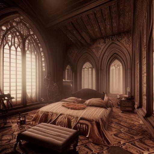 Dramatic Gothic Bedroom Digital Matte Painting