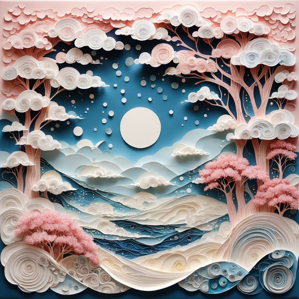 Delicate Snowy Ingriido in Whimsical Paper Quilting Art