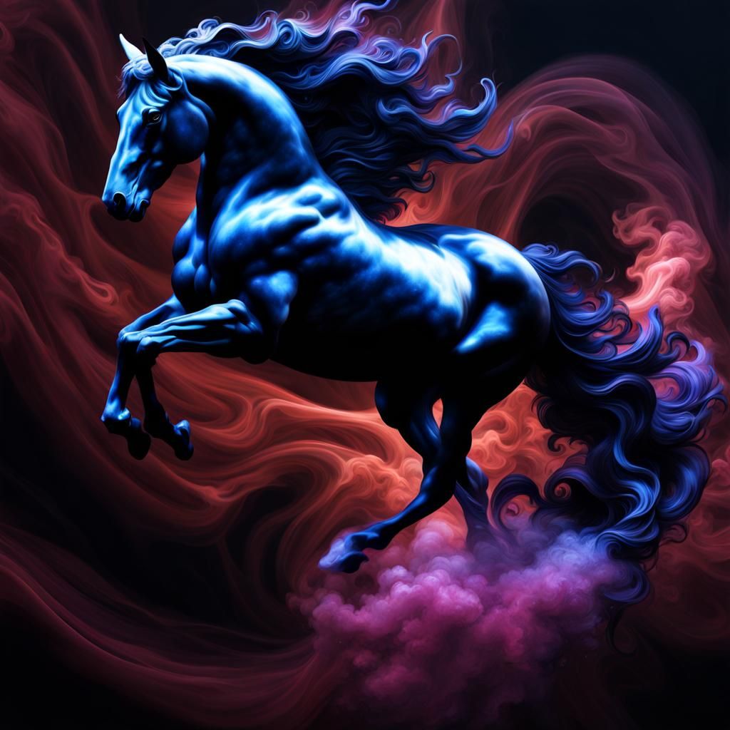 Pegasus Rising From Dark Galaxy: 3D Render