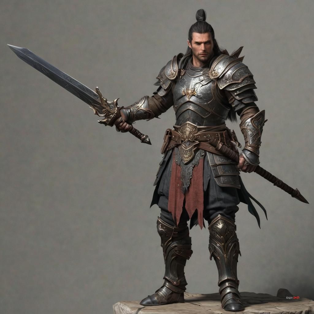 Fantasy Warrior with Greatsword and Mastercrafted Armor