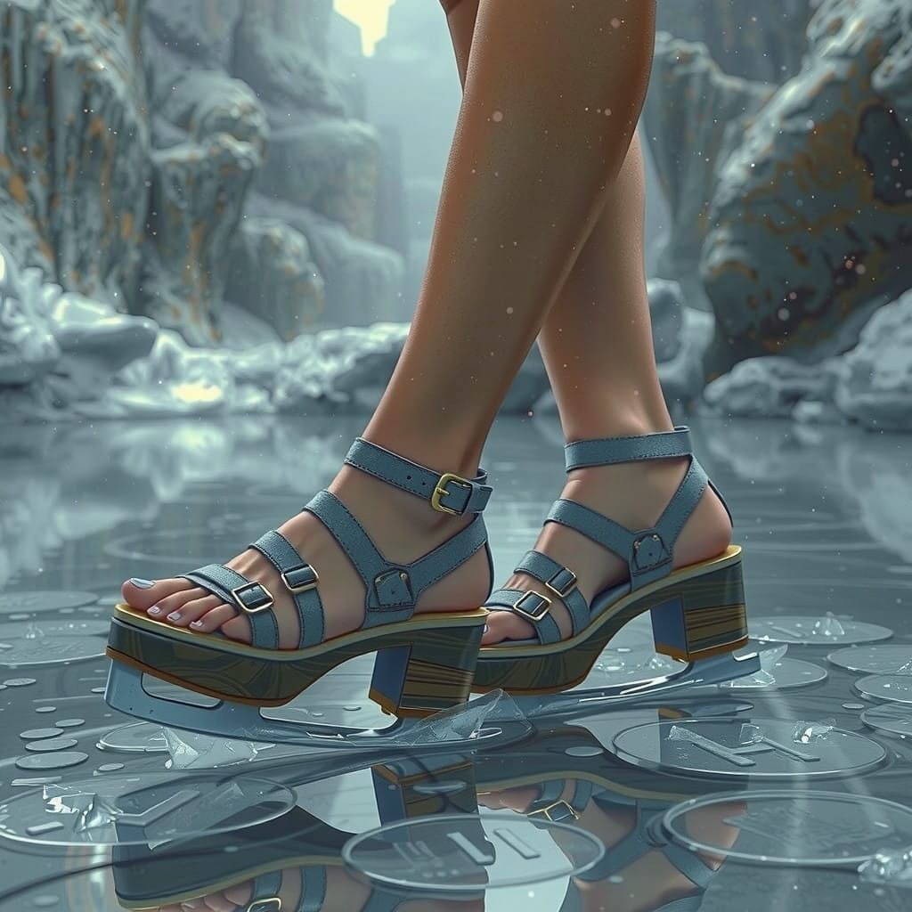 Ethereal Winter Skating Scene in Vibrant Hyper-Detail