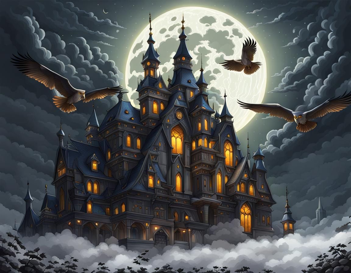 High Fantasy Castle Portrait in Gothic Style