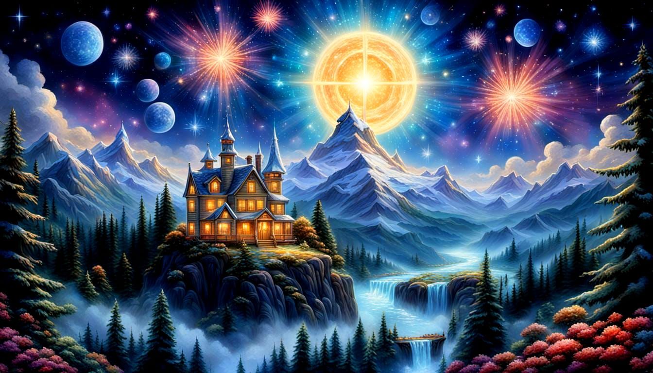 Sparkling Cityscape Inspired by Fantasy Art