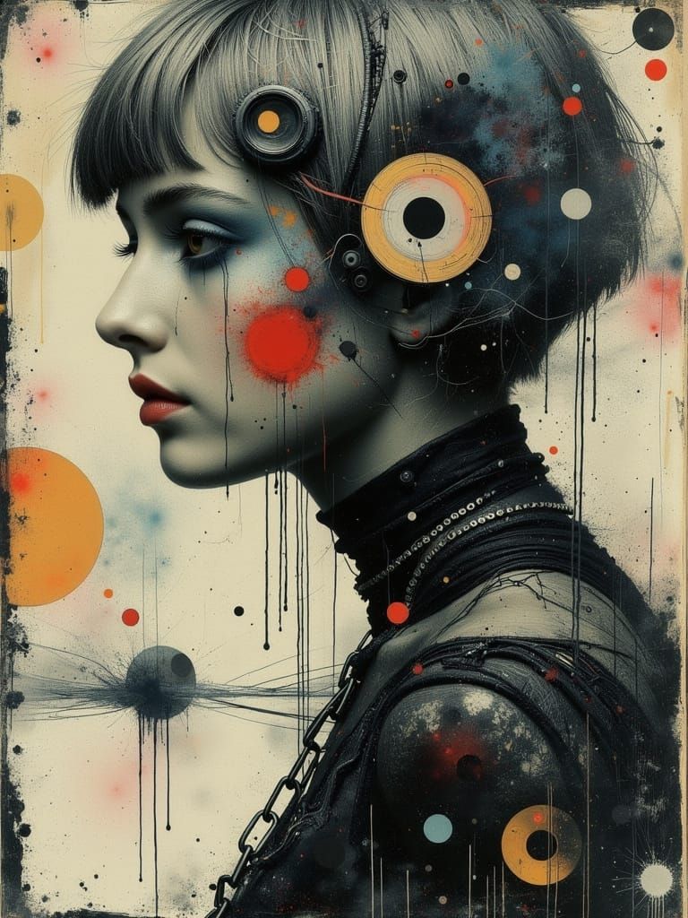 Ethereal Gothic Woman in Abstract Surreal Style