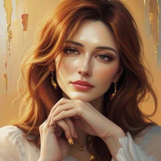 Heartfelt Oil Painting of Woman with Broken Heart