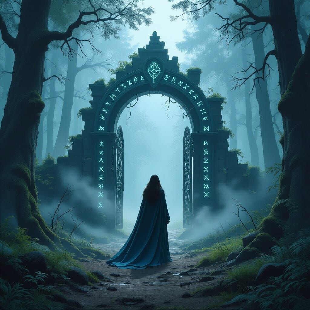 Mystical Forest Gateway in Digital Painting Style