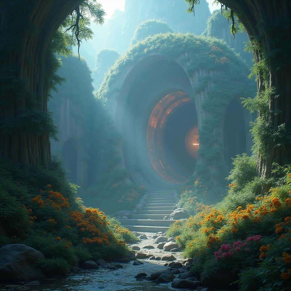 Ethereal Arcane Realm in a Lush Landscape