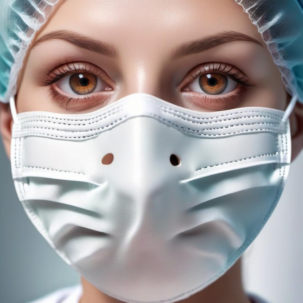 Detailed Macro Photograph of Nurse with Face Mask