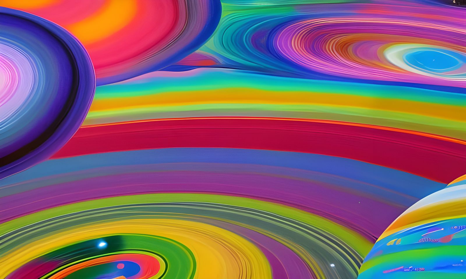 Candyland Planet Saturn Gouache Swirls