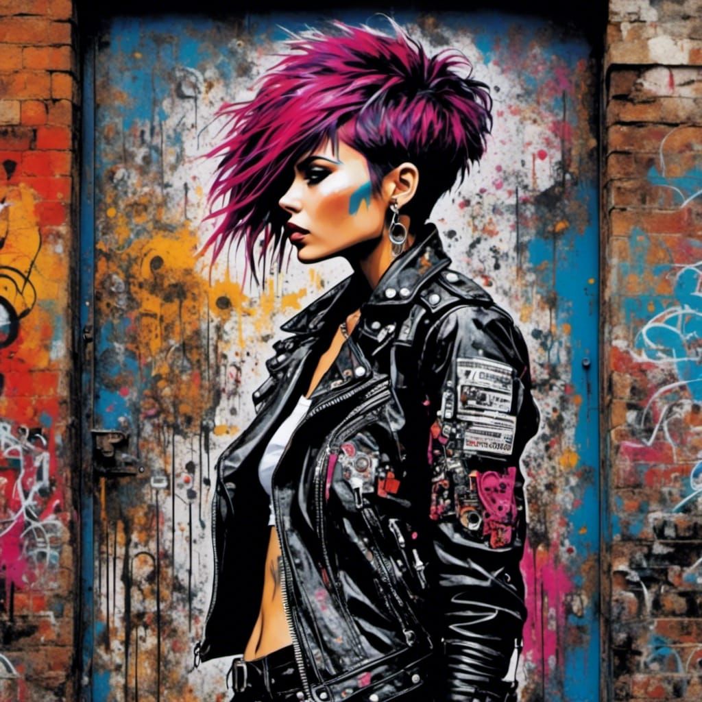 Punk Girl Street Art by Banksy