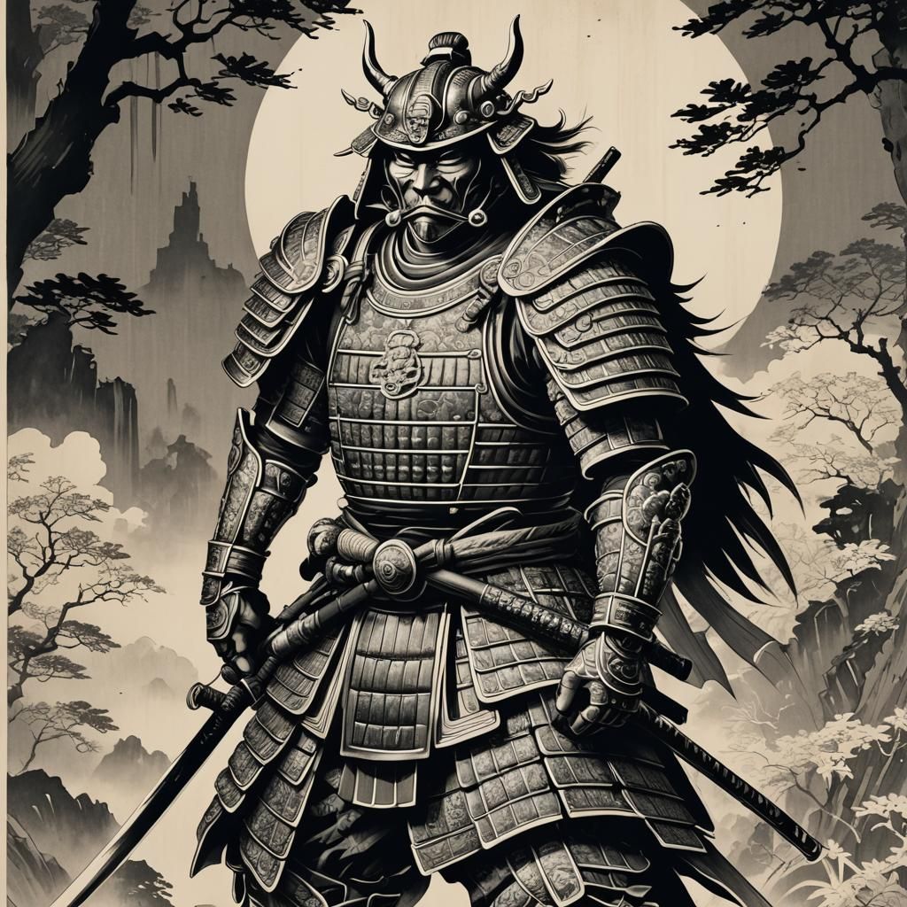 Rakshasa Samurai in Ukiyo-e Style
