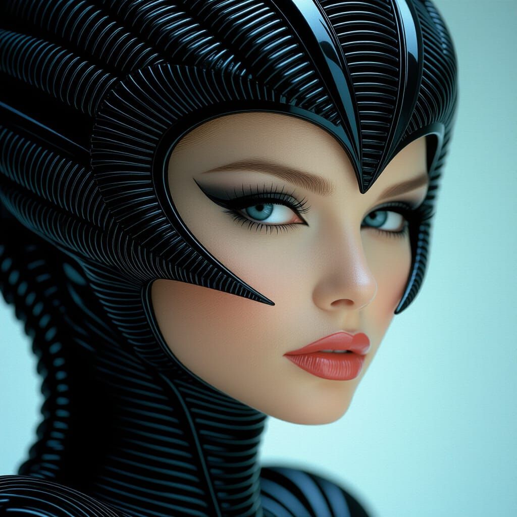 Stunning Woman in Giger-Inspired Biomechanical Style
