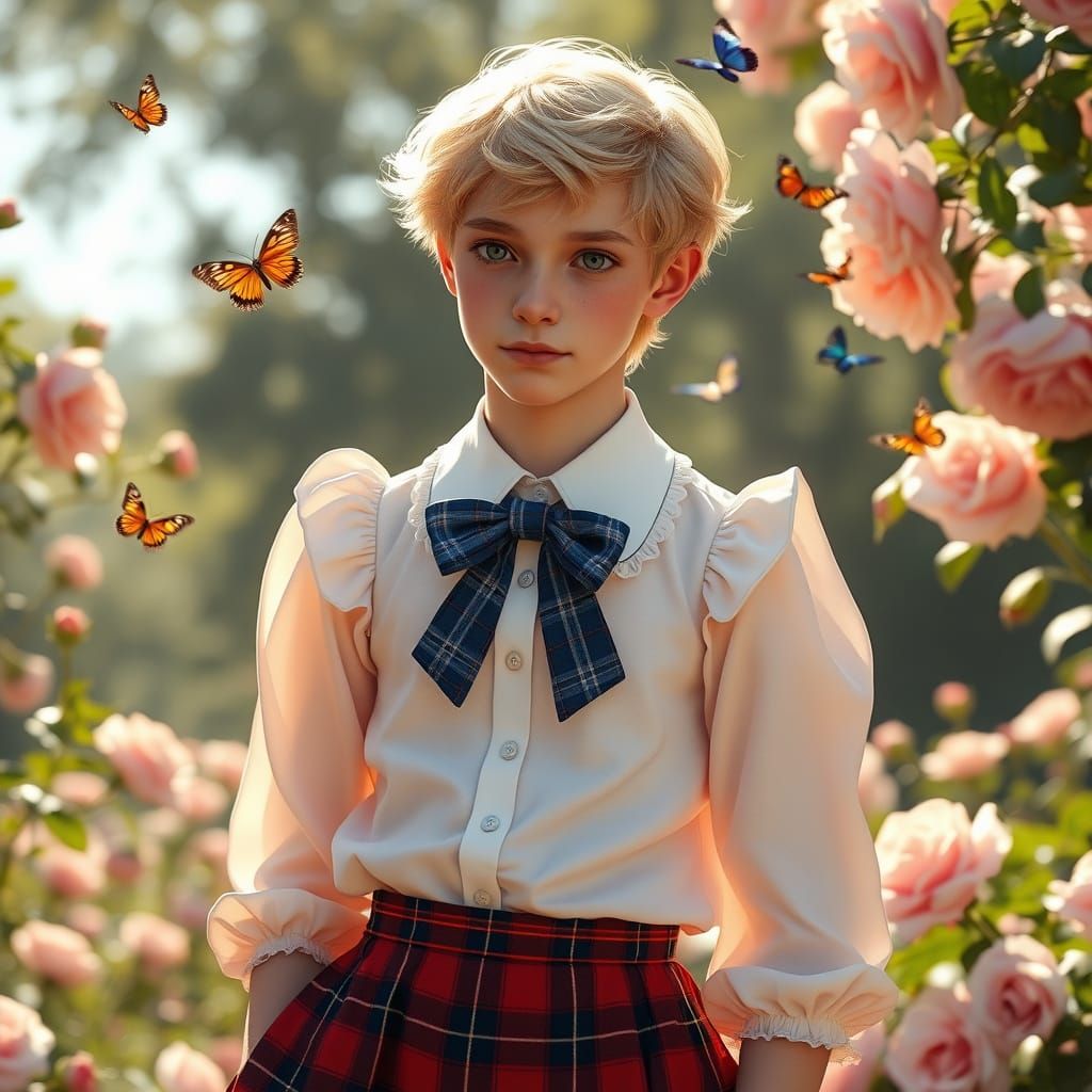 Ethereal Gentleman in Whimsical Garden Attire