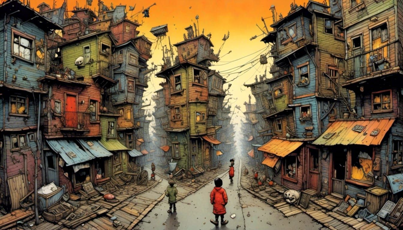 Ephemeral Slum Masterpiece in 2000s Digital Art Style